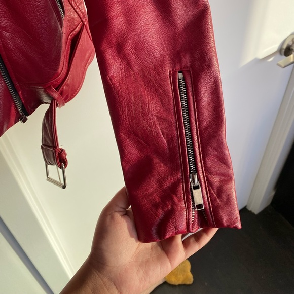 Zara Red Leather Jacket - Picture 6 of 6
